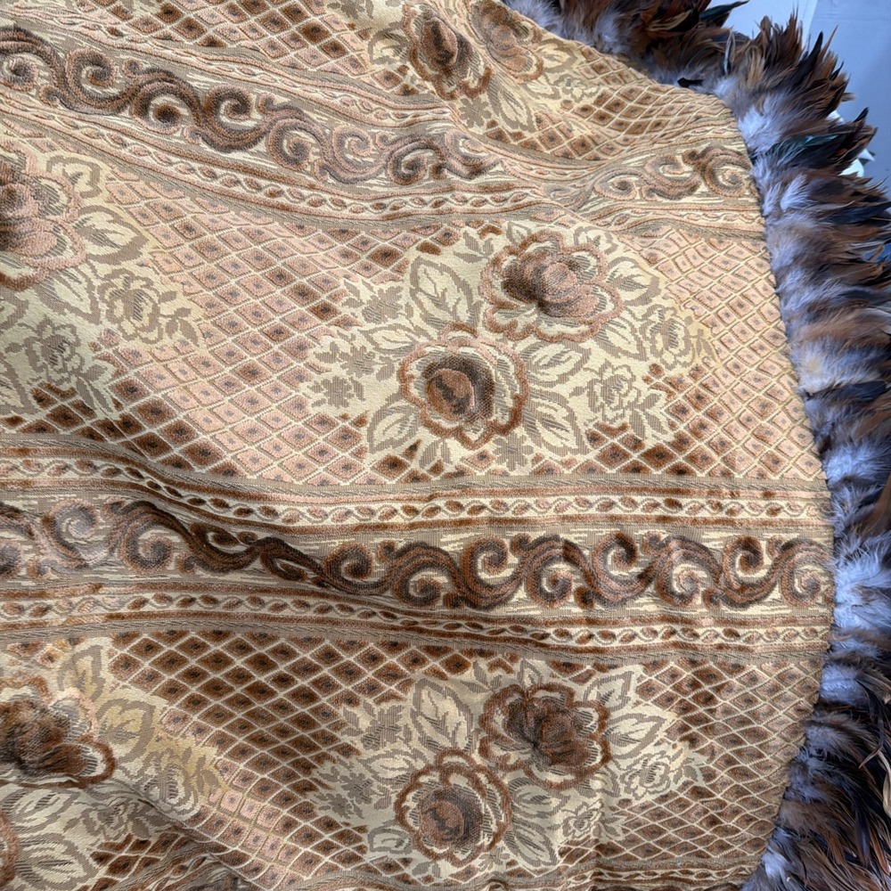 Neiman Marcus Baroque Throw , Sofa Chair Table Cover , Wall Hanging‎ W feathers